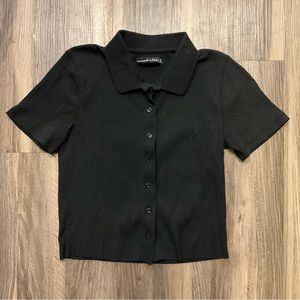 Abercrombie & Fitch Collared Black Short Sleeve Shirt